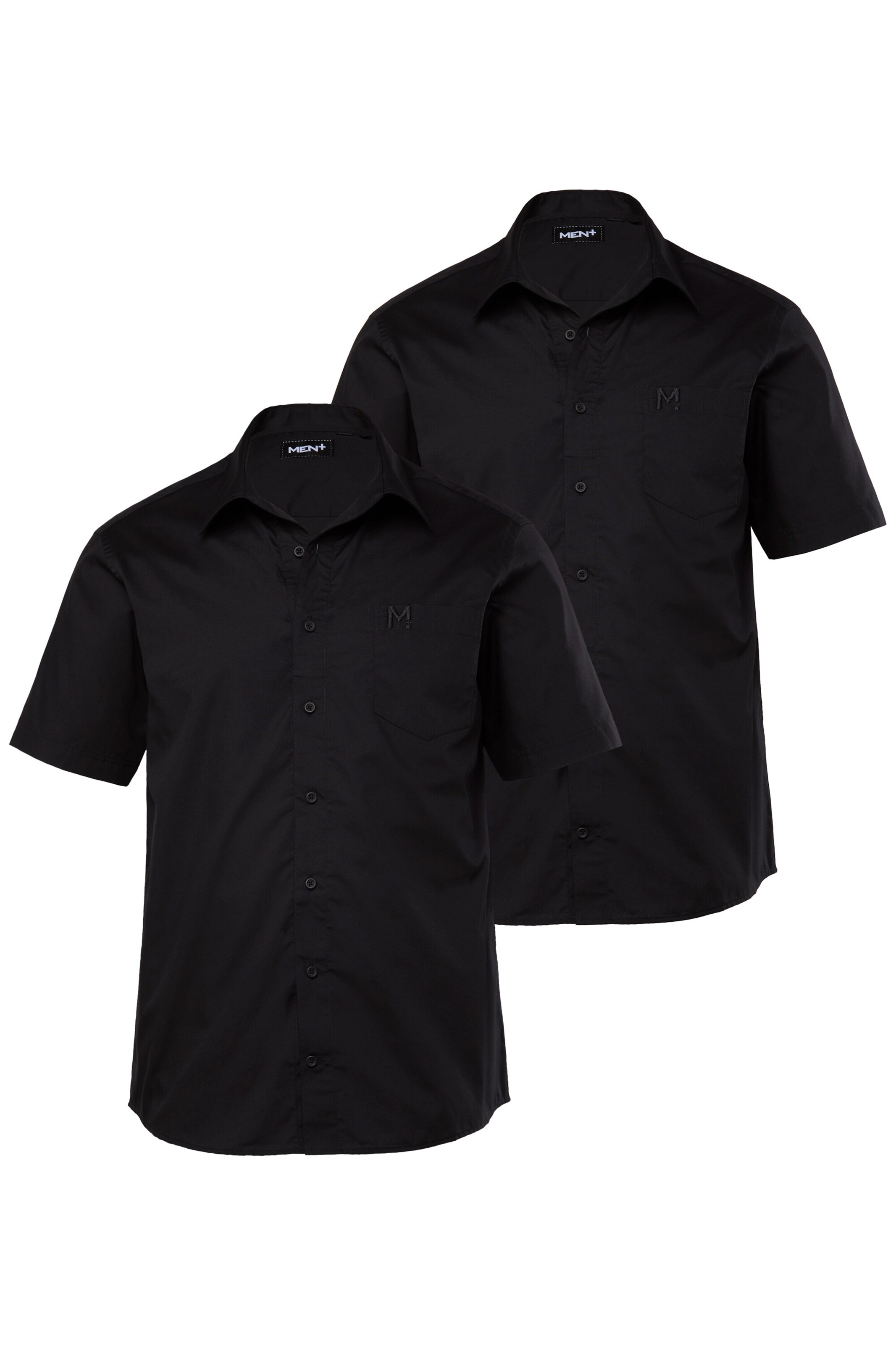 Men Plus Button Up Shirt in Black: front