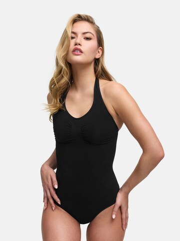 Body modellante 'Neckholder Shapewear mit String' di cfab (formerly creamy fabrics) in nero