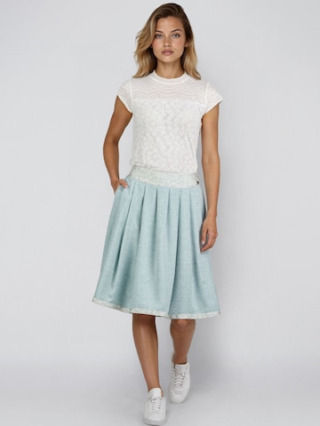 SPIETH & WENSKY Trachtenrock 'Hildebrand', Bund mit floralem Design in Blau: Vorderseite