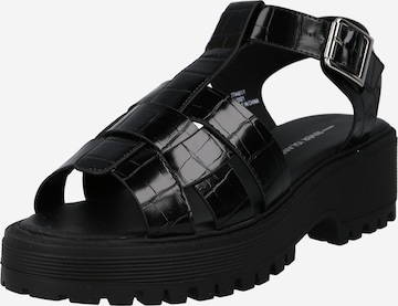 River Island Strap Sandals in Black: front