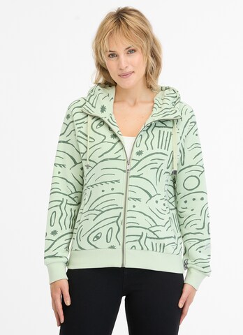 Ragwear Zip-Up Hoodie in Green: front