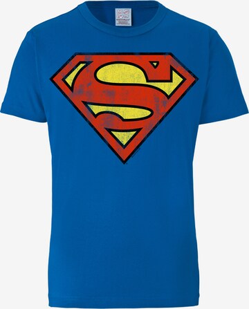 LOGOSHIRT Shirt 'DC Comics – Superman' in Blue: front
