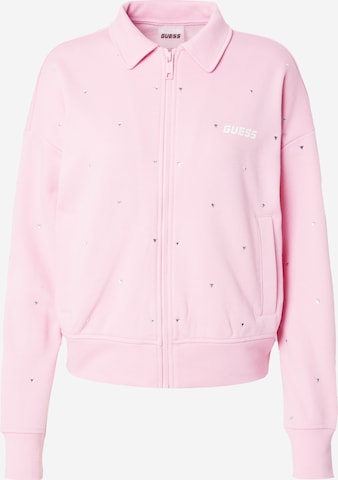GUESS Athletic Zip-Up Hoodie 'SKYLAR' in Pink: front