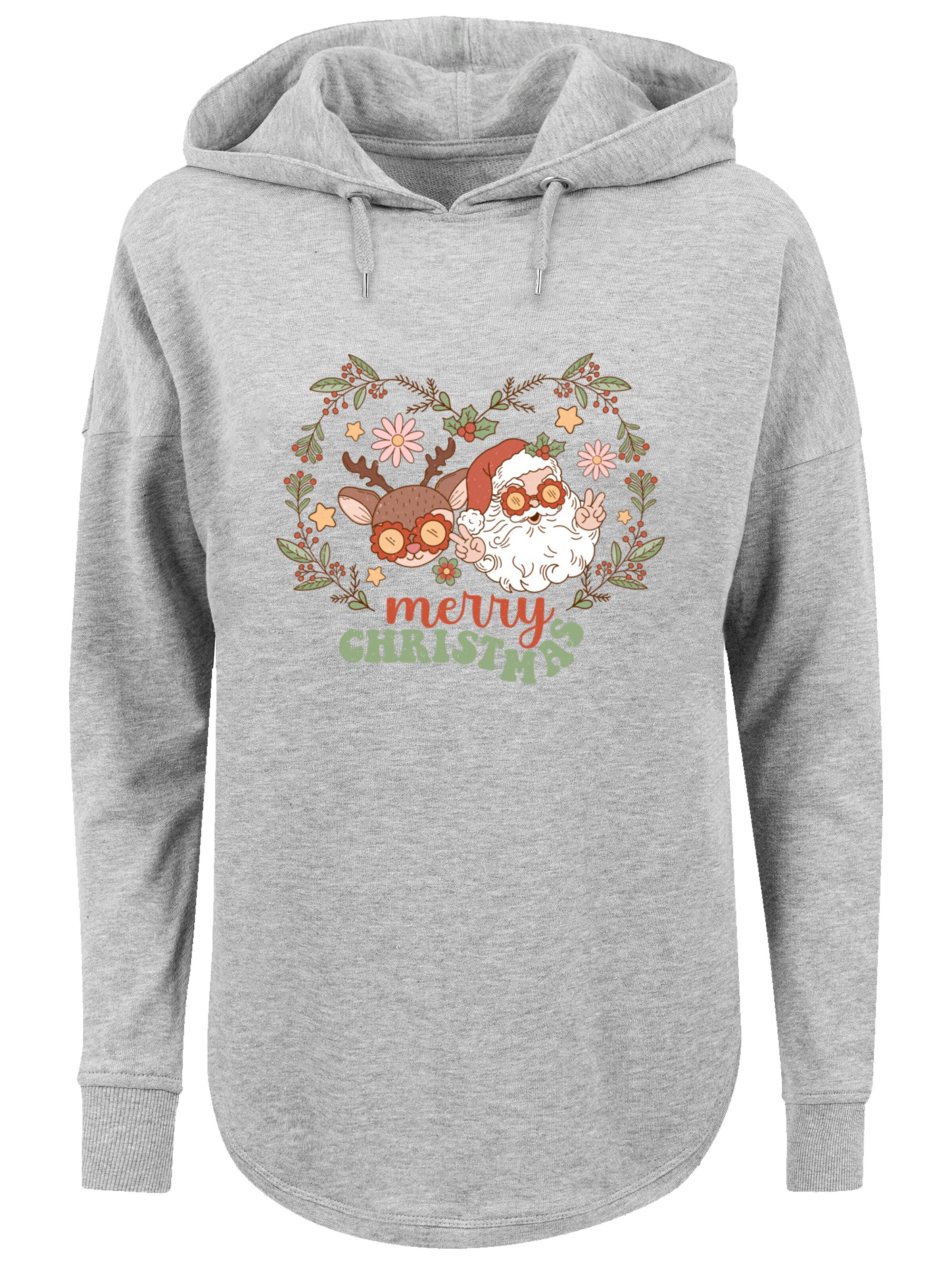 Sweat-shirt 'Christmas Hippie Santa And Reindeer' F4NT4STIC en gris : devant