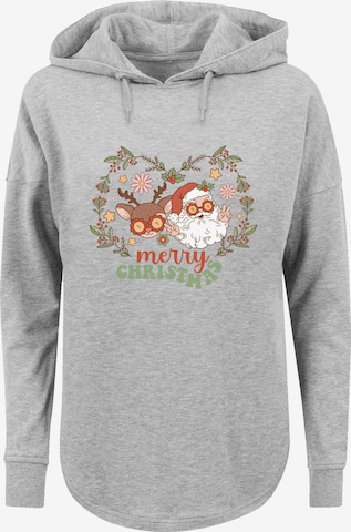 F4NT4STIC Sweatshirt 'Christmas Hippie Santa And Reindeer' in Grijs: voorkant
