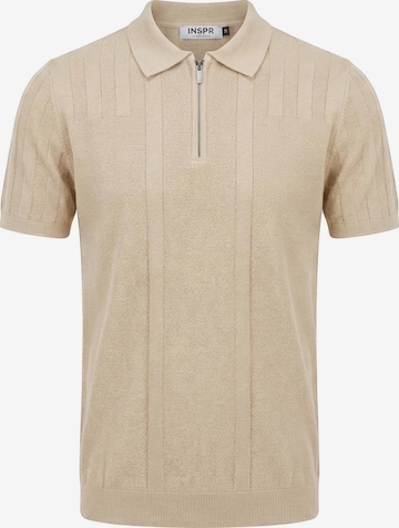 Maglietta 'Lucian Zip' di INSPR in beige: frontale