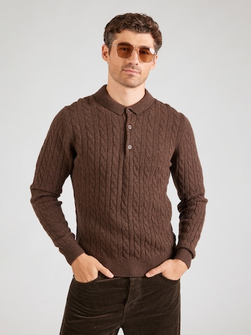 Pull-over Lindbergh en marron : devant