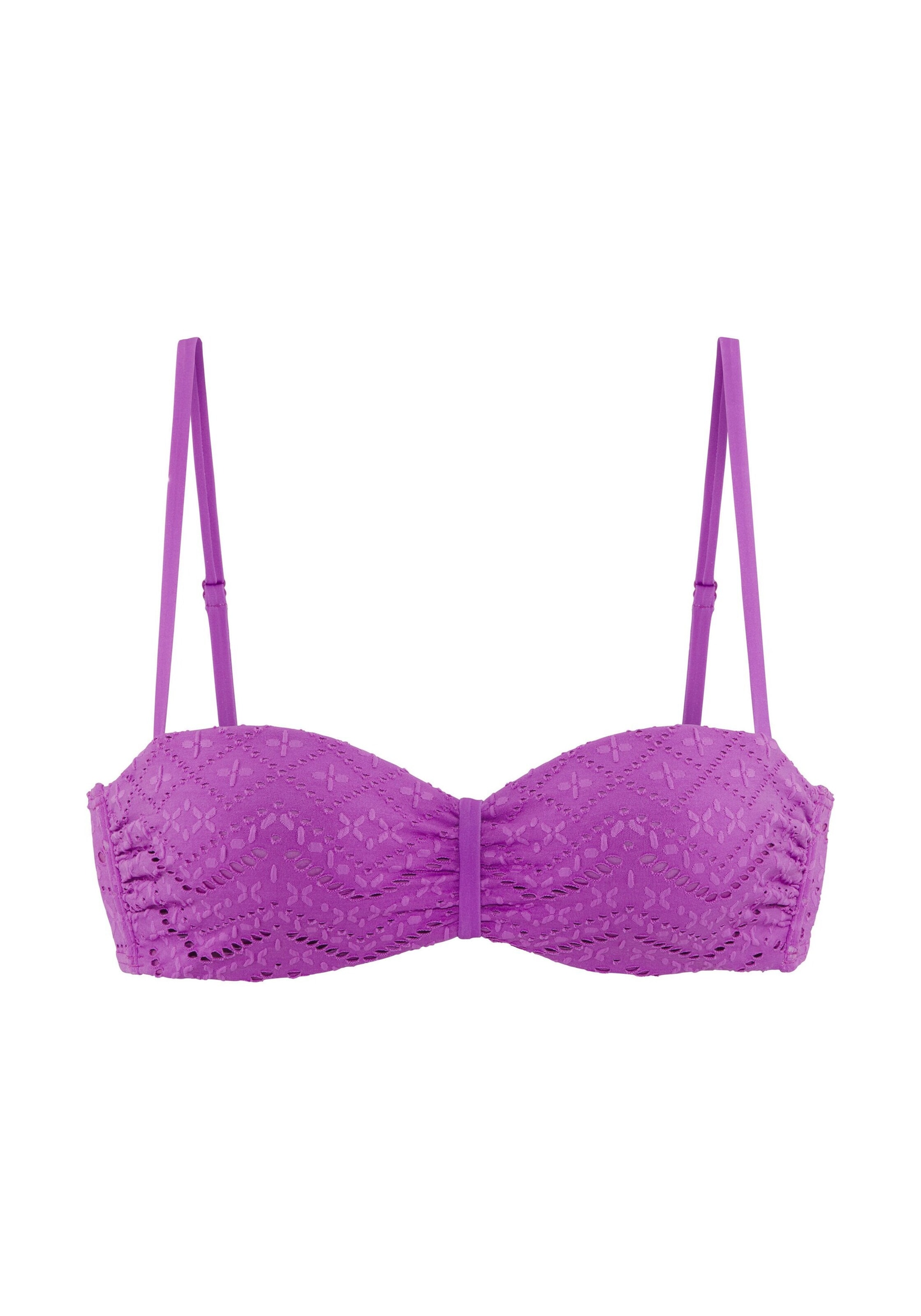 LASCANA Bandeau Bikini felső - lila: elől