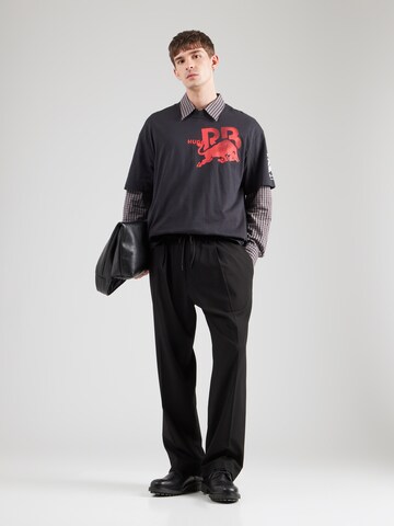 Regular Pantalon à plis 'Ravi243' HUGO en noir