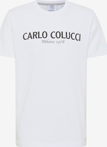 Maglietta ' di Comun ' di Carlo Colucci in bianco: frontale