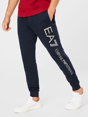 EA7 Emporio Armani Tapered Trousers in Blue: front