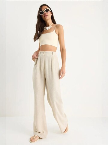 Bianco Lucci Wide Leg Hose in Beige