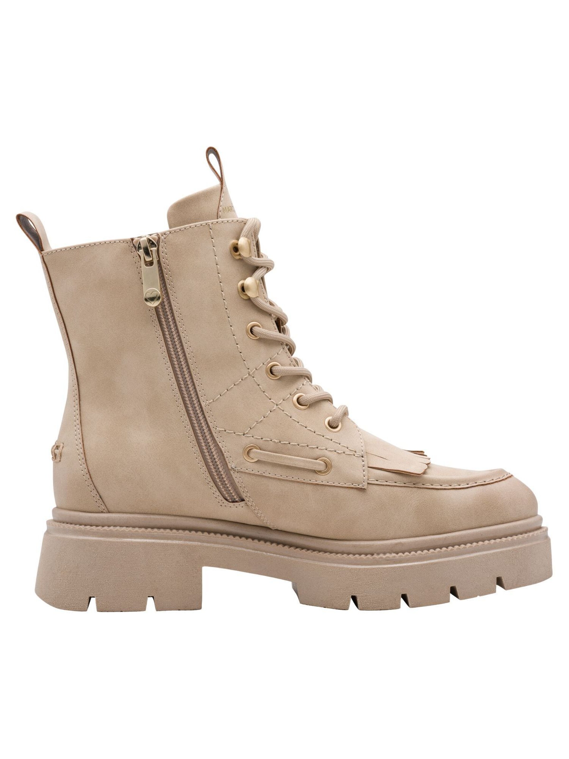 MARCO TOZZI Lace-Up Ankle Boots in Beige