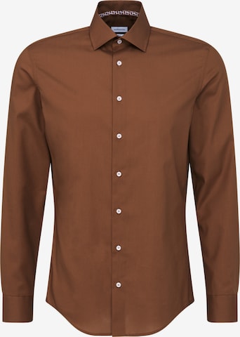 SEIDENSTICKER Slim fit Business Shirt in Brown: front