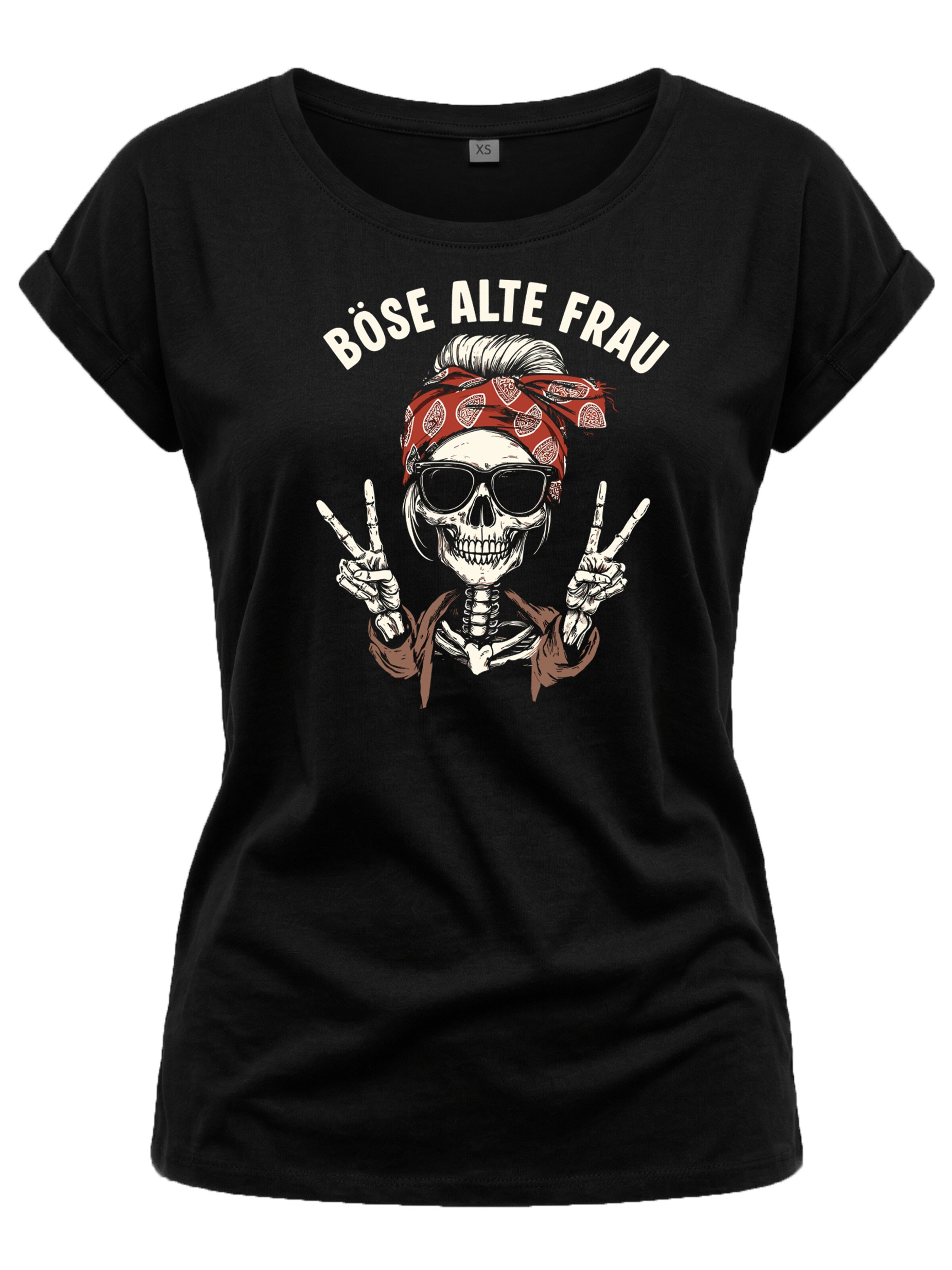 MAKAYA Shirt 'BöseAlteFrau' in Black: front