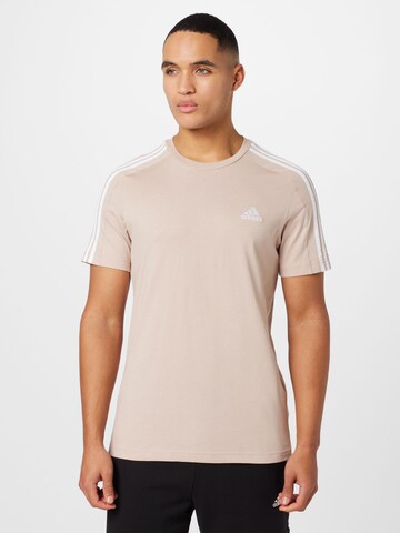ADIDAS SPORTSWEAR - Camiseta funcional 'Essentials 3-Stripes' en beige: frente