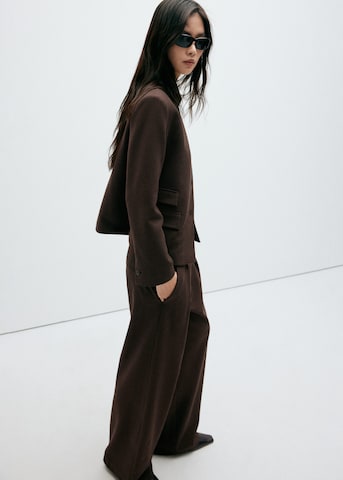 MANGO Wide leg Bandplooibroek 'LEO' in Bruin
