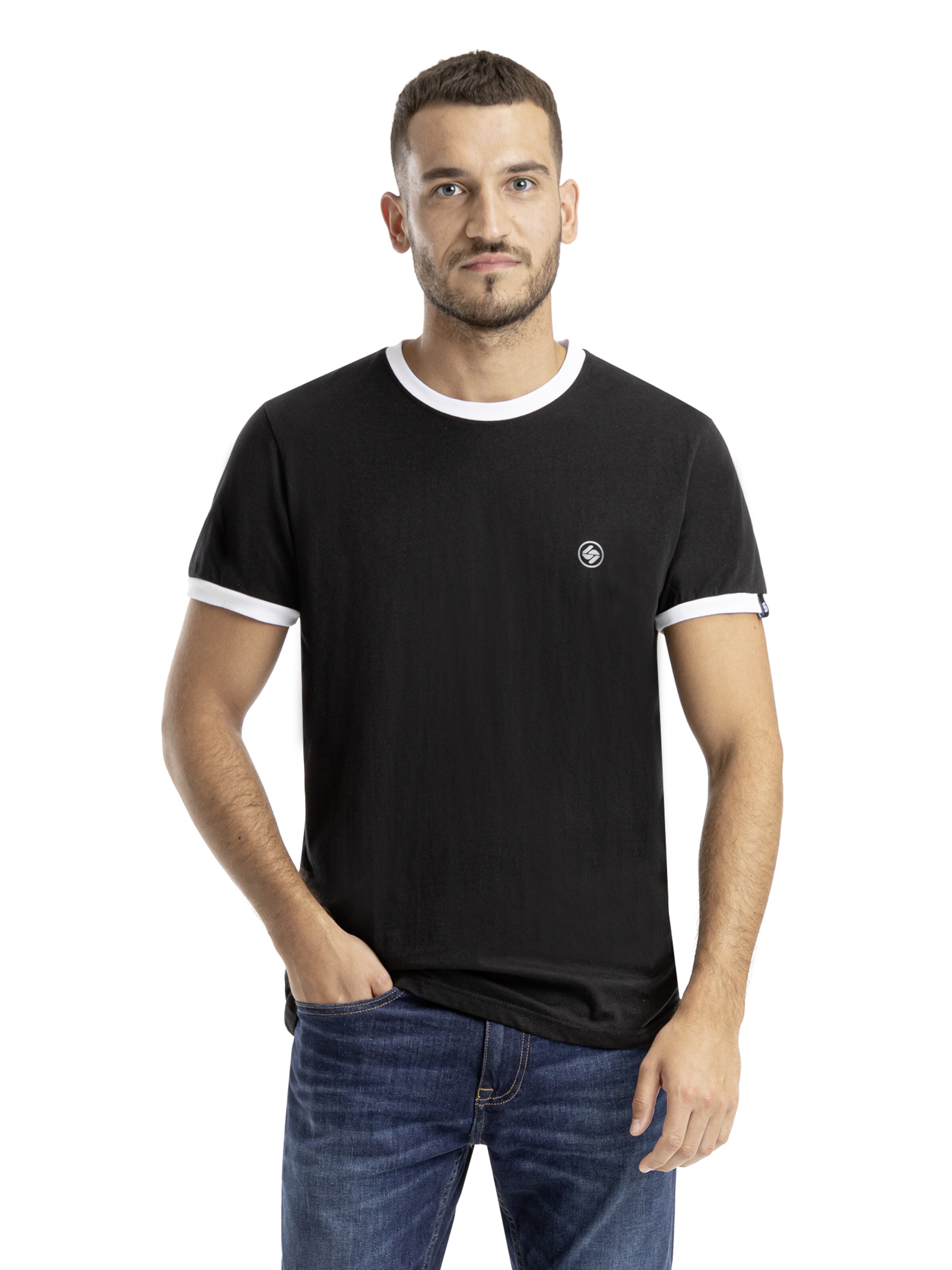 SPITZBUB Shirt ' Full Sports ' in Zwart: voorkant