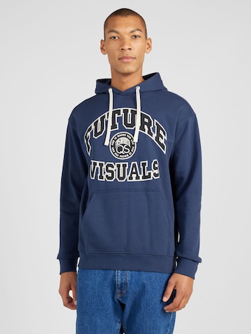 Sweat-shirt QS en bleu : devant