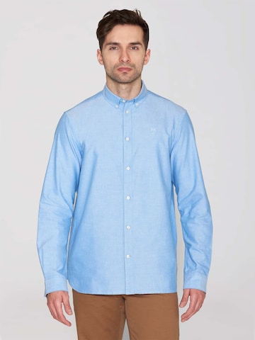 KnowledgeCotton Apparel Regular fit Button Up Shirt 'HARALD' in Blue: front