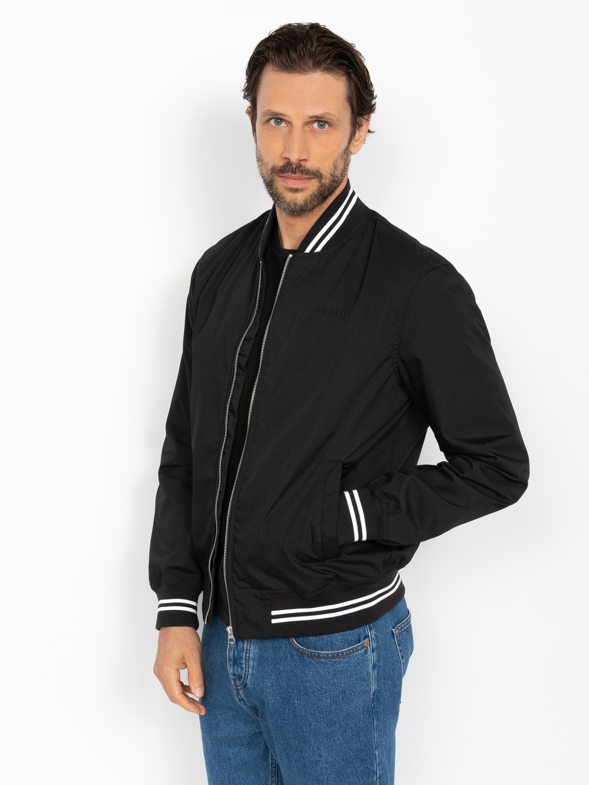 Schott NYC Between-Seasons Coat in Black