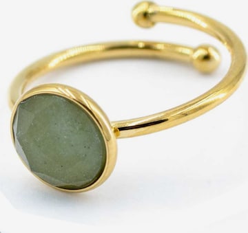Sergio EngelPrsten 'Beach Ring 01 Vergoldeter Edelstahlring mit Naturstein-Cabouchon' - zelena boja: prednji dio