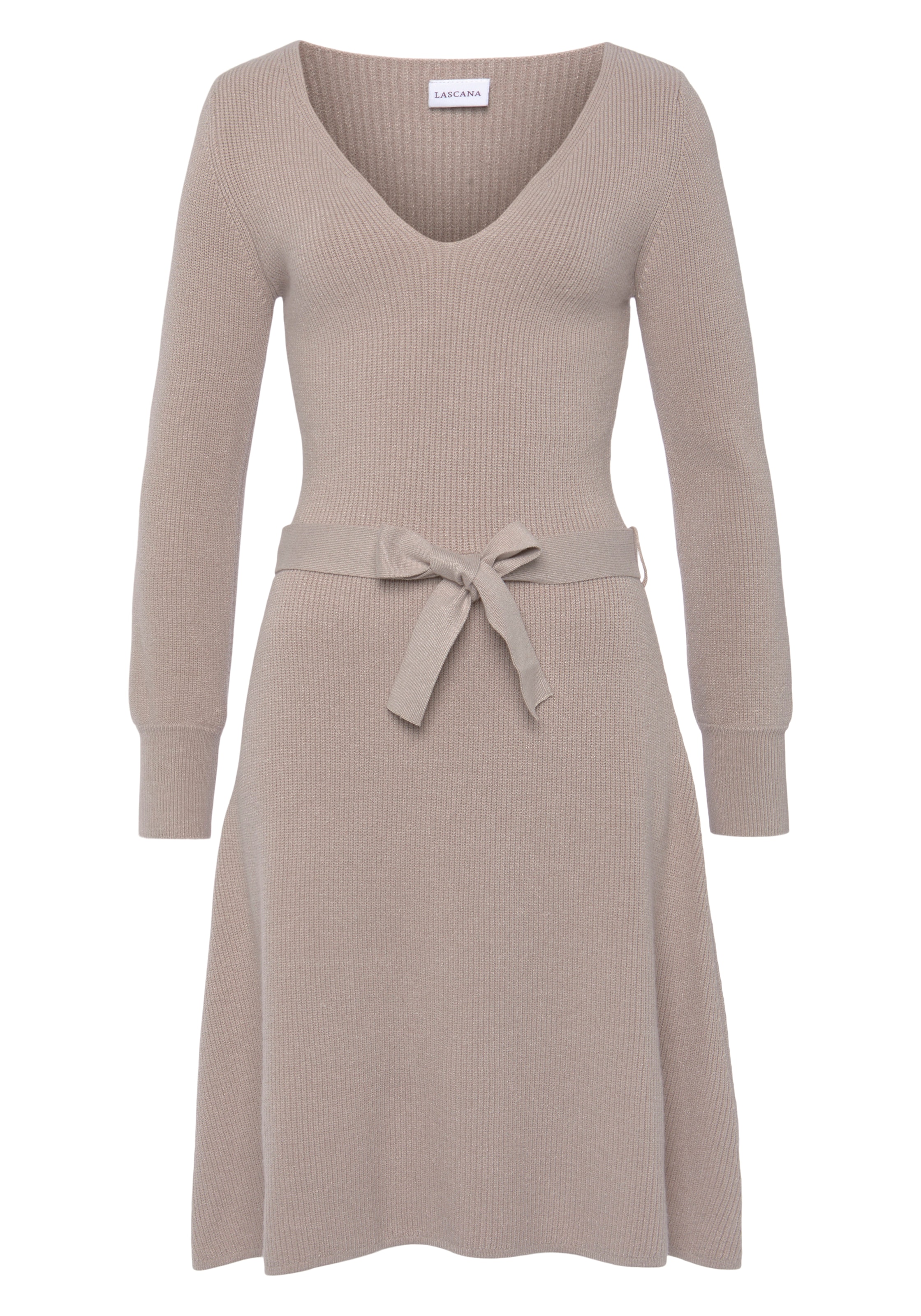 LASCANA - Vestido de punto en beige: frente