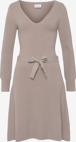 LASCANA Knitted dress in Beige: front