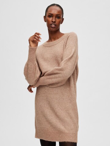 Selected Femme Petite Knitted dress 'Lulu' in Beige