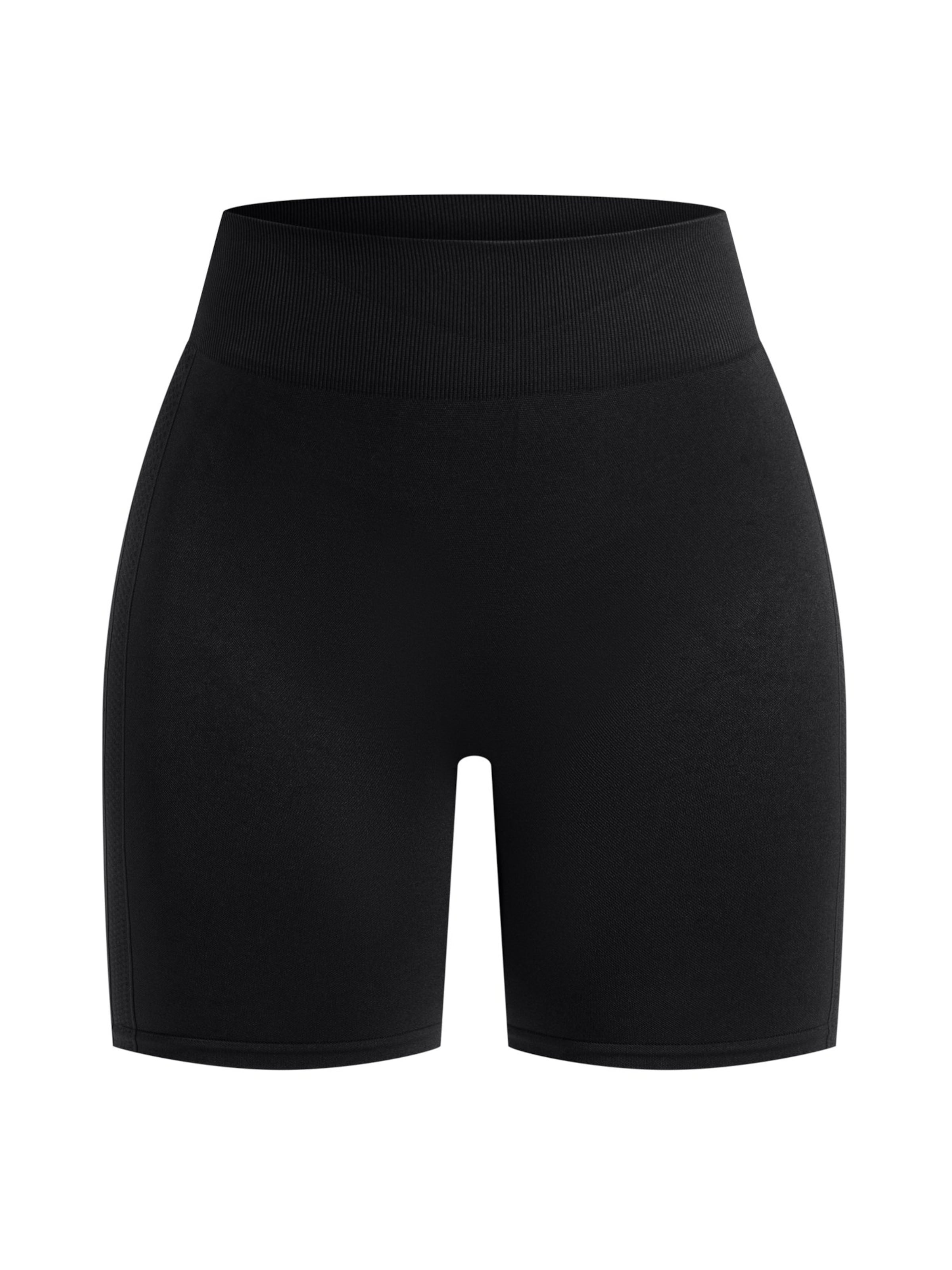 Smilodox Cetrina Seamless Scrunch Shorts in Schwarz: Vorderseite