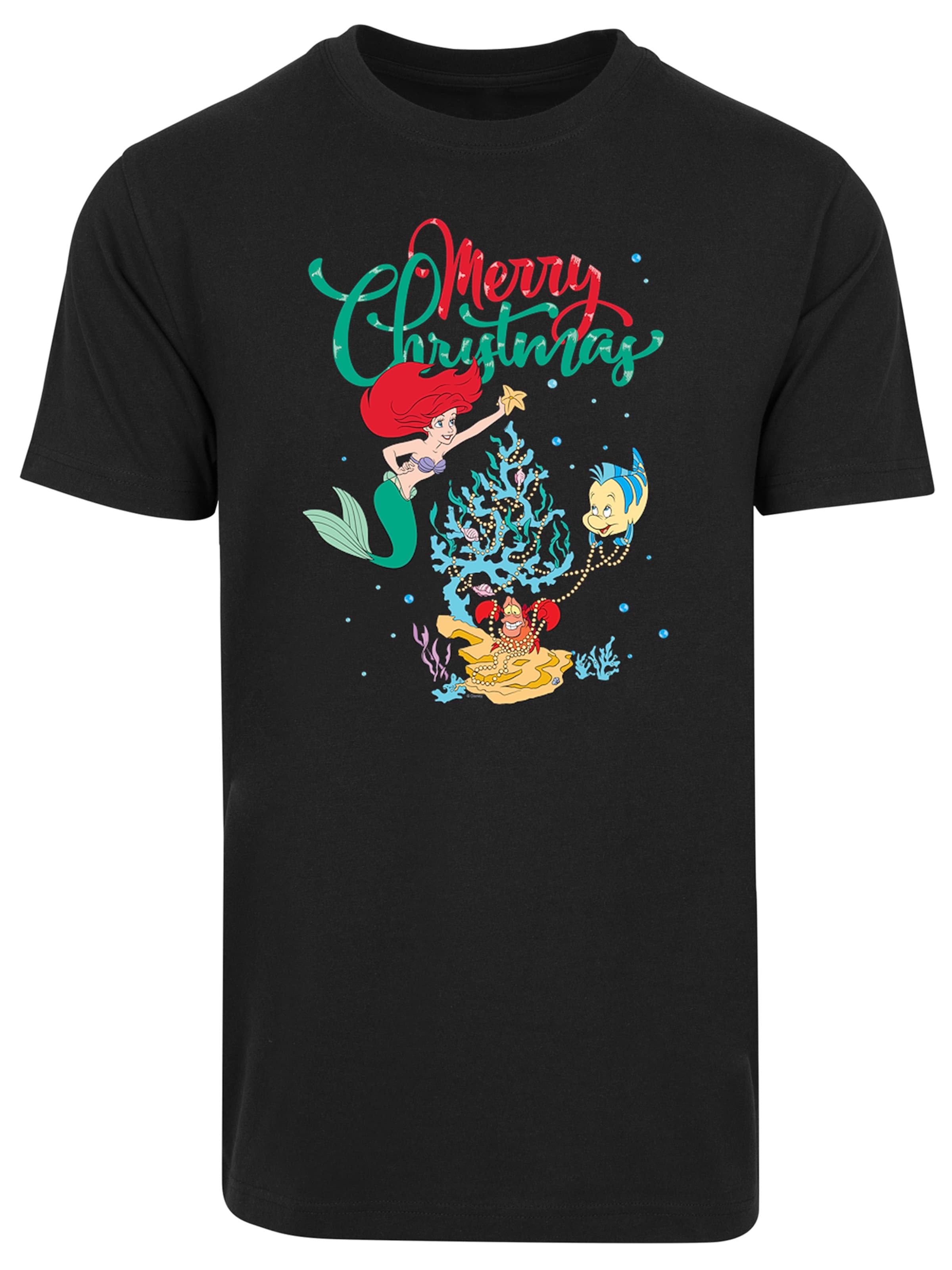 F4NT4STIC T-Shirt 'Disney Arielle die Meerjungfrau Weihnachten' in Schwarz: Vorderseite