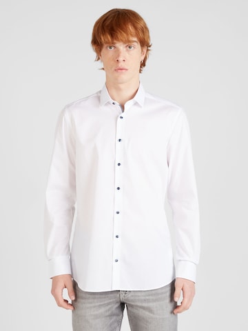 OLYMP - Slim Fit Camisa 'Level 5' em branco: frente