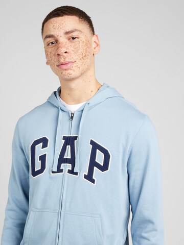 GAP Regular fit Zip-Up Hoodie 'ARCH' in Blue