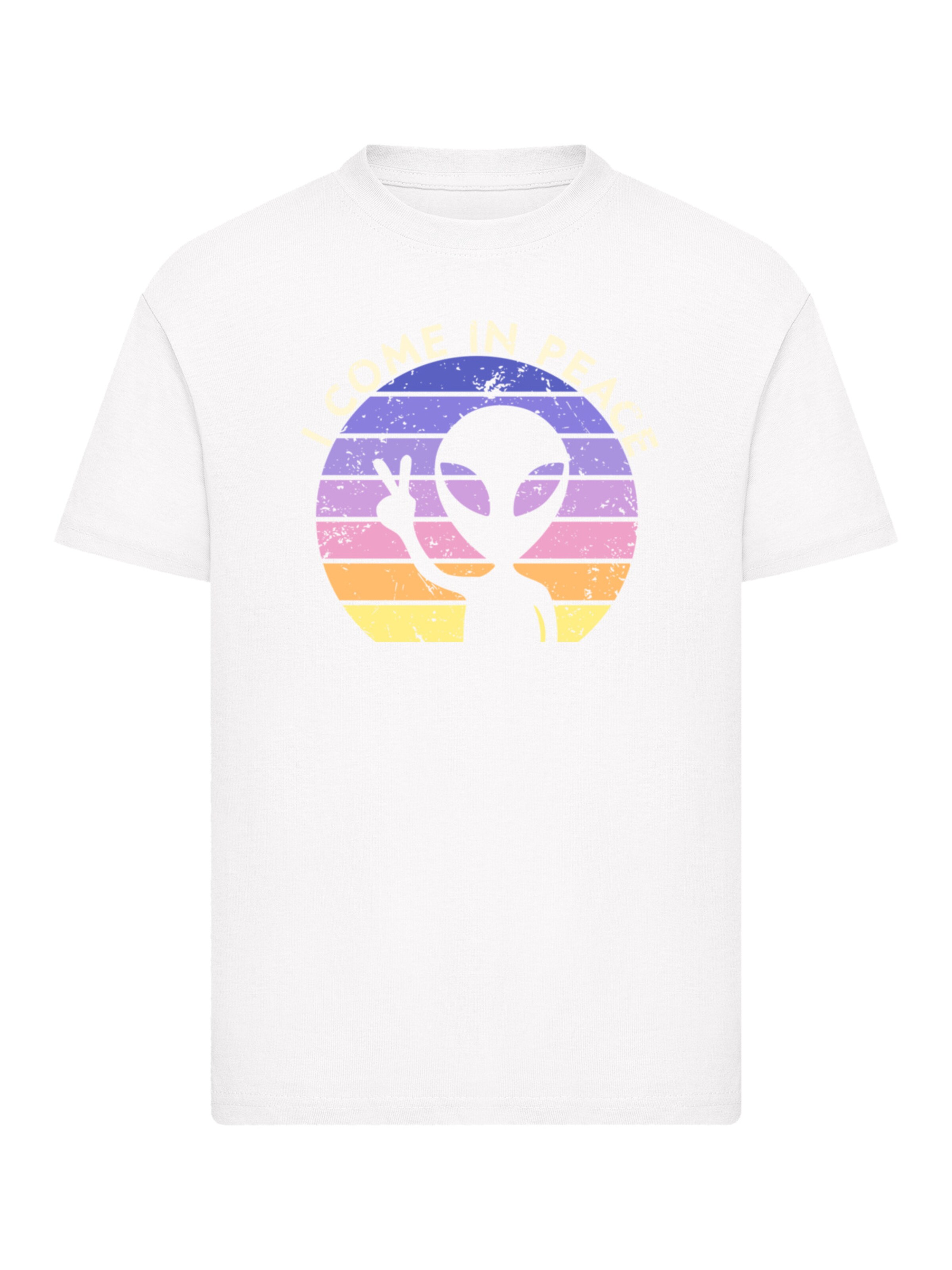 F4NT4STIC Shirt 'Alien Peace Sunset' in Wit: voorkant