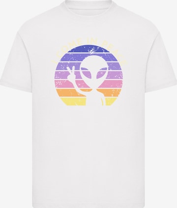 F4NT4STIC Shirt 'Alien Peace Sunset' in Wit: voorkant