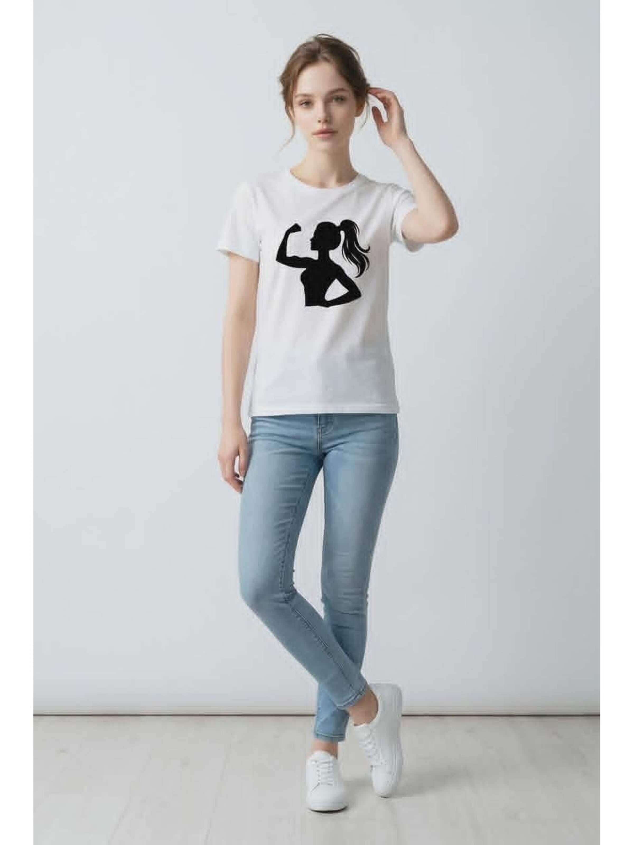 Printdistrict.dk Shirts 'Girl Power' i hvid: forside