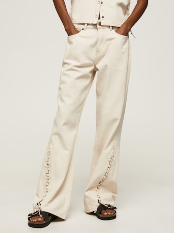 Pepe Jeans Flared Pants 'LACE' in Beige: front