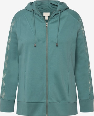 Ulla Popken Sweatjacke  (GOTS) in Grün: predná strana