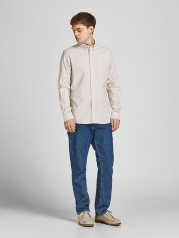 JACK & JONES Regular fit Button Up Shirt 'JPRBLUBrook' in Beige