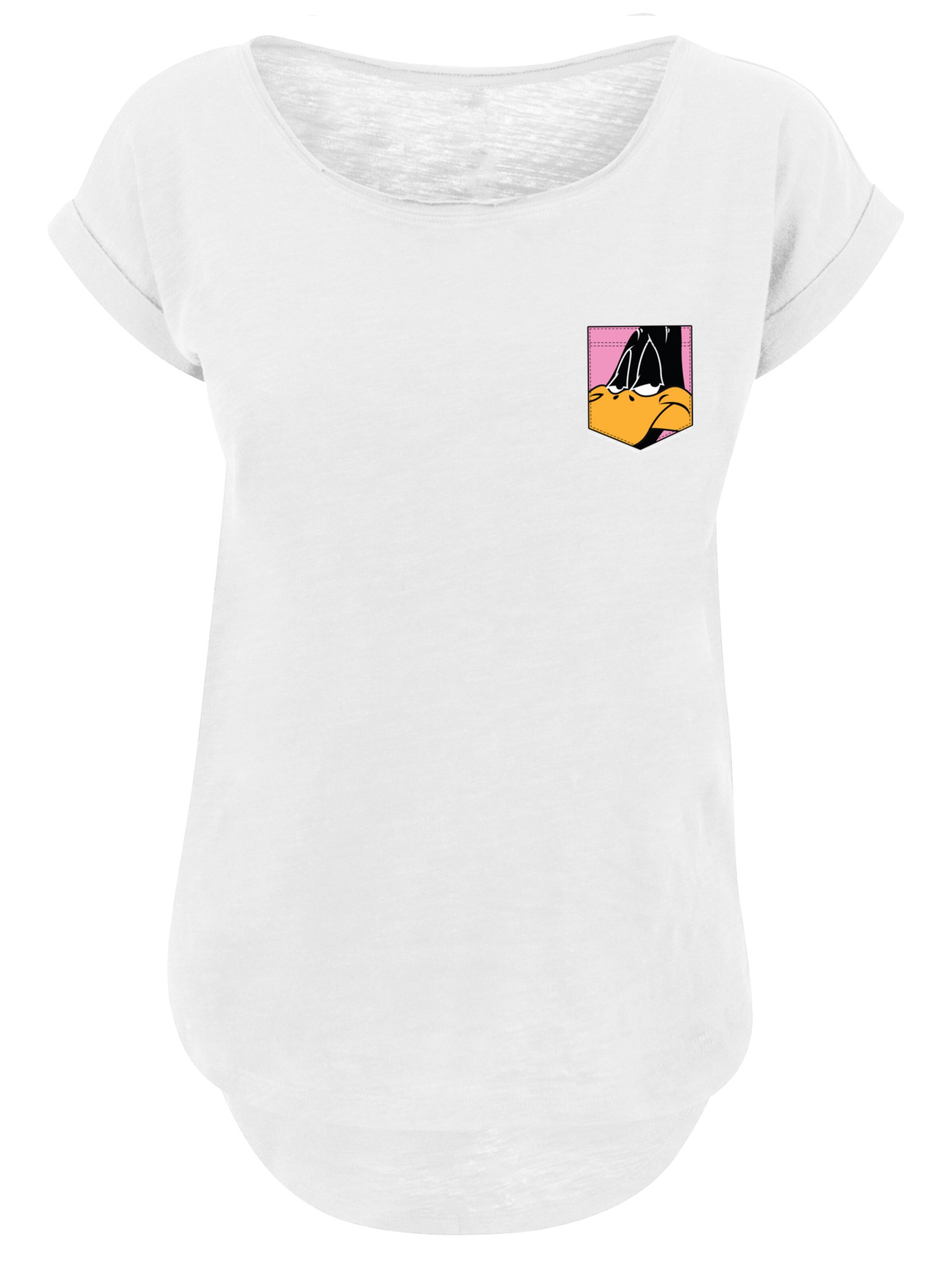 F4NT4STIC Shirt 'Looney Tunes Daffy Duck' in Wit: voorkant