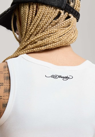 Ed Hardy Top 'Love Birds' in Weiß