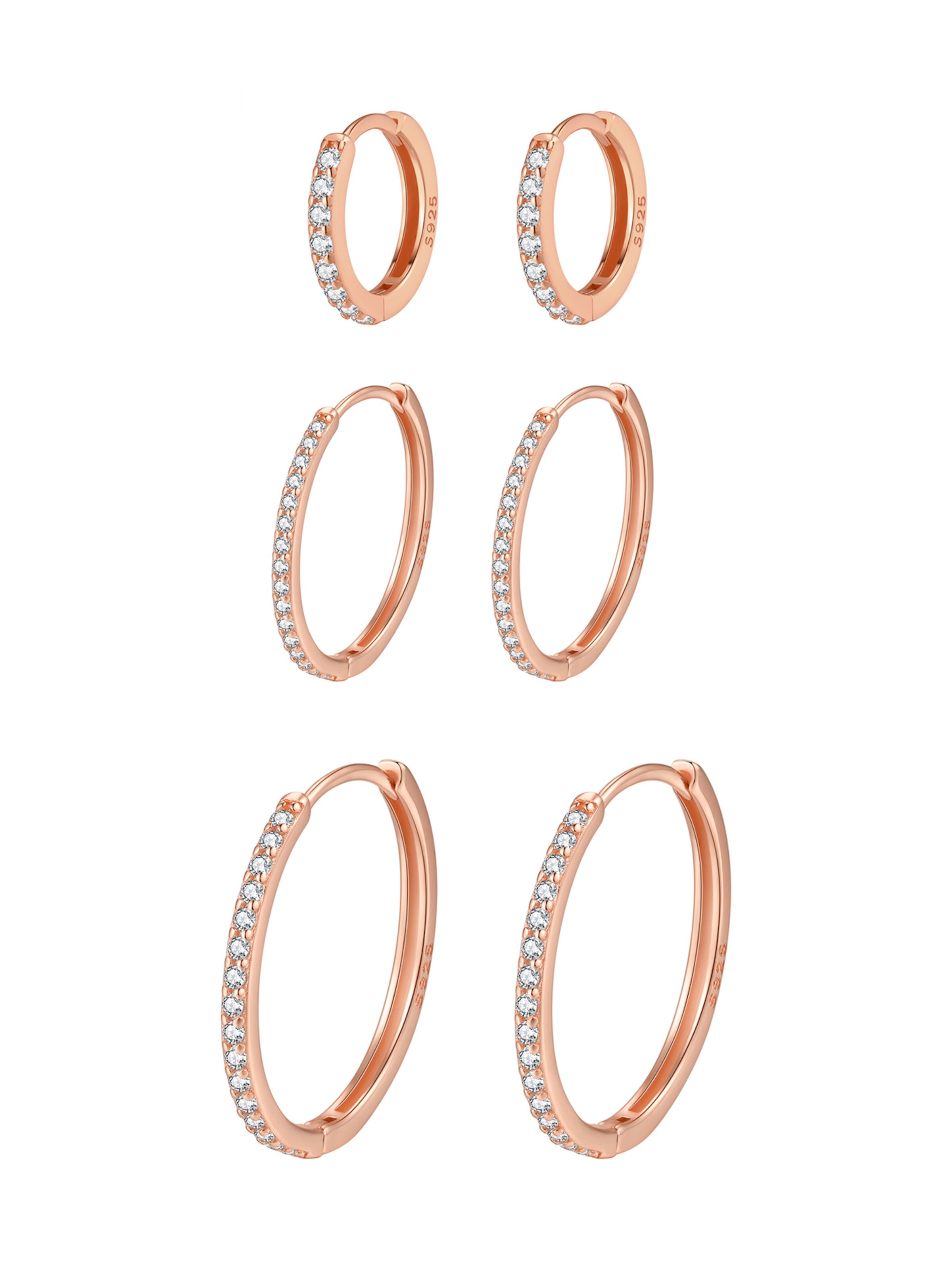 Orecchini 'Clear Trio' di Hey Happiness in oro: frontale