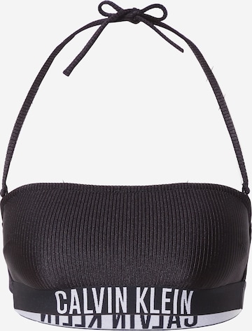 Calvin Klein Swimwear Bikini Top in Black: front