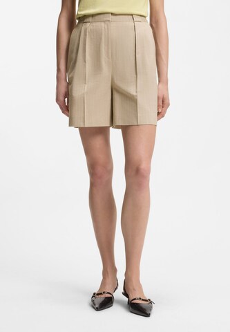 HUGO Loose fit Pleat-Front Pants 'Hamonu' in Beige: front