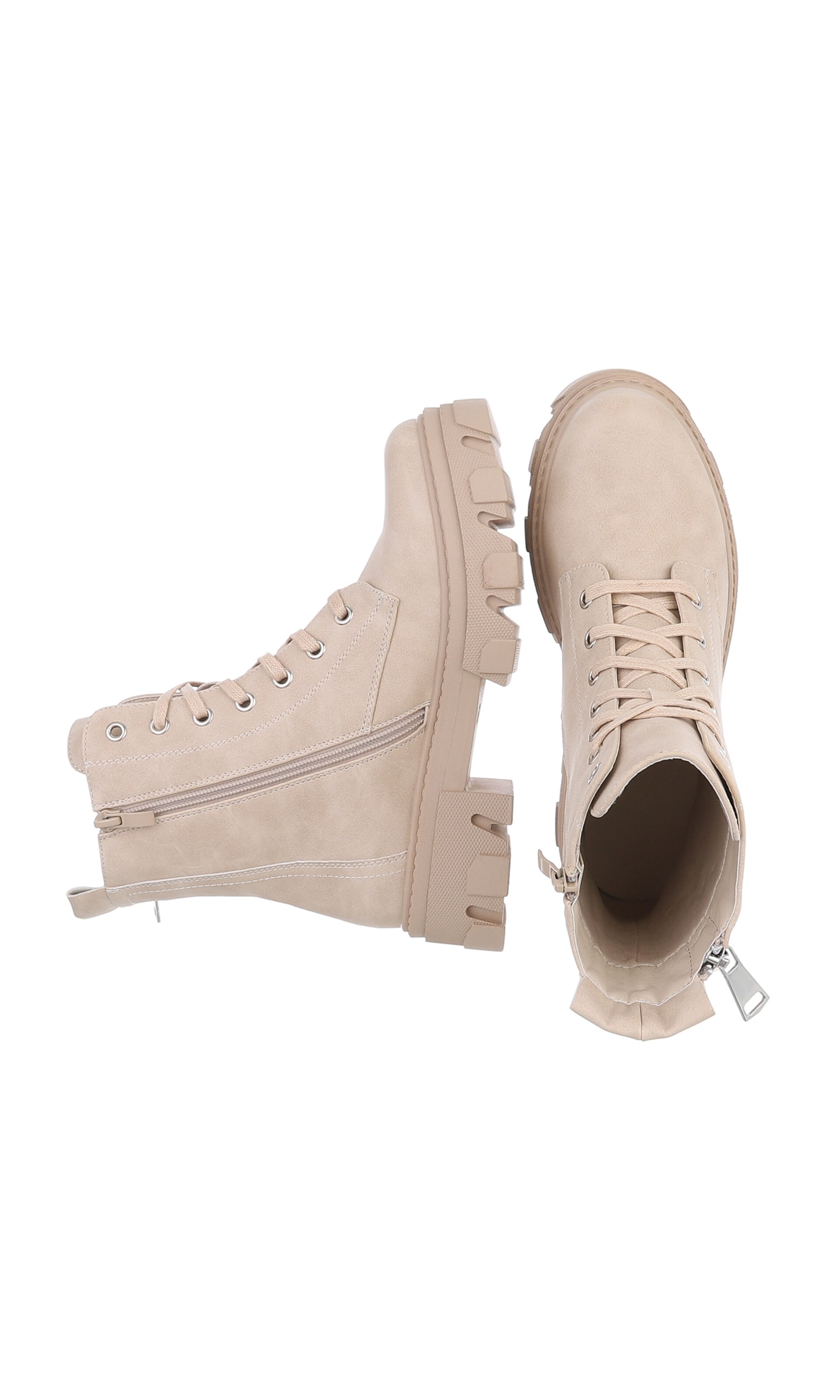 Ital-Design Schnürstiefelette in Beige