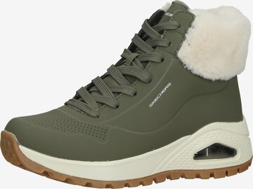 SKECHERS Lace-Up Ankle Boots in Green: front