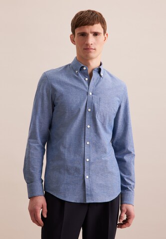 SEIDENSTICKER Slim Fit Hemd 'Schwarze Rose' in Blau: Vorderseite