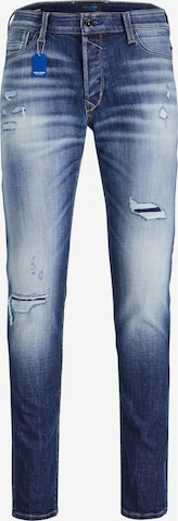 Slimfit Jeans 'GLENN' de la JACK & JONES pe albastru: față