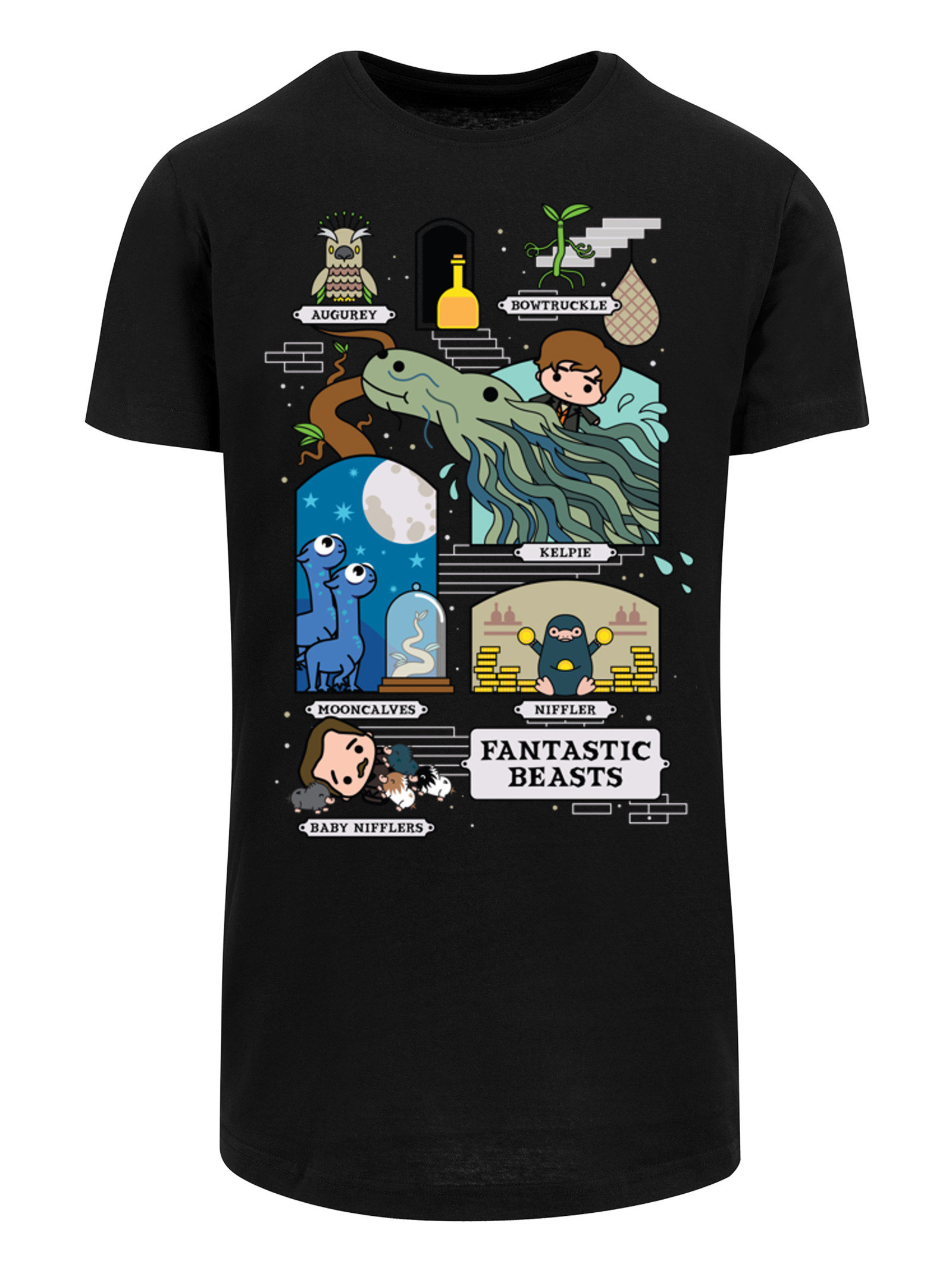 Maglietta 'Fantastic Beasts 2 Chibi Newt' di F4NT4STIC in nero: frontale