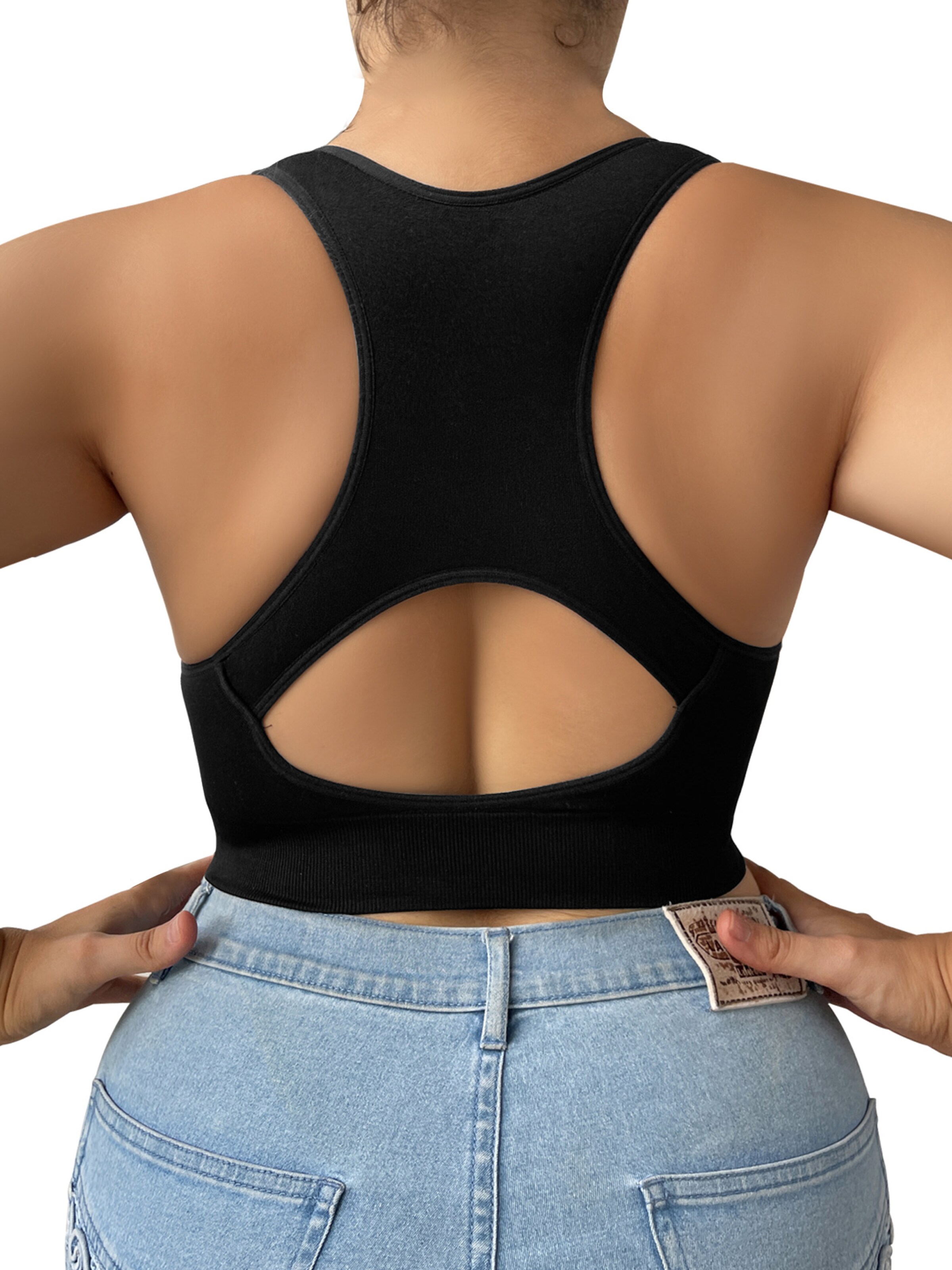 MEETWEE Push-up Sport bh 'Push-up Bralette Athletic Bras' in Zwart